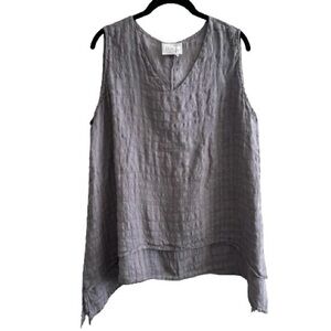 La Fixsun Lagenlook Double Layer Textured 100% Jakar Linen Tank Top Minimal